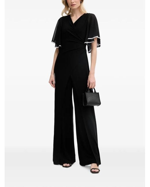 Joseph Ribkoff Black Embellished Wrap-Front Jumpsuit