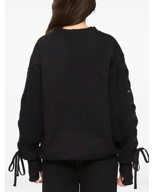 Hamza Black Eyelet Tie Sweatshirt