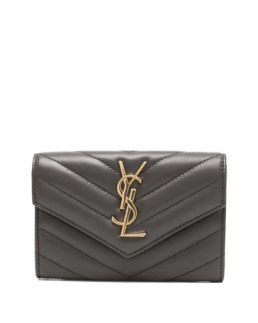 Saint Laurent Gray Logo-Plaque Wallet