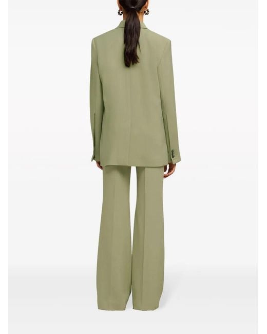 AMI Green Peak-Lapels Double-Breasted Blazer