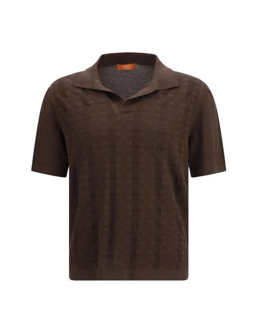 Cruna Brown Levante Knitted Polo Shirt for men
