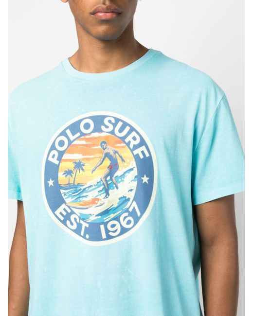 Polo Ralph Lauren Slogan-print Cotton T-shirt in Blue for Men | Lyst