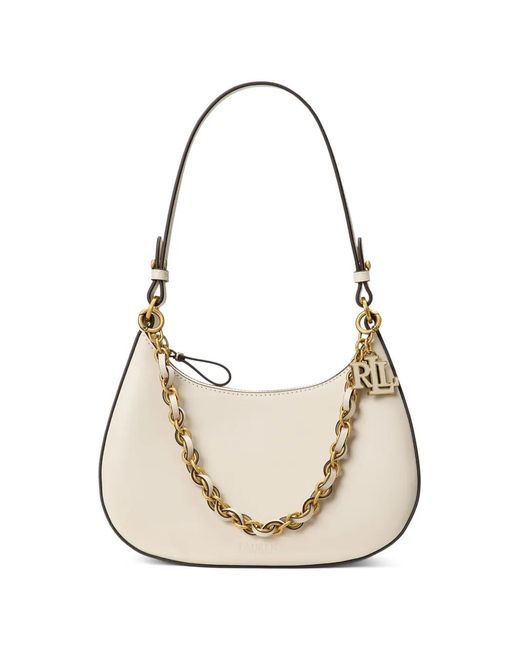 Ralph Lauren White Medium Marcy Zip Shoulder Bag