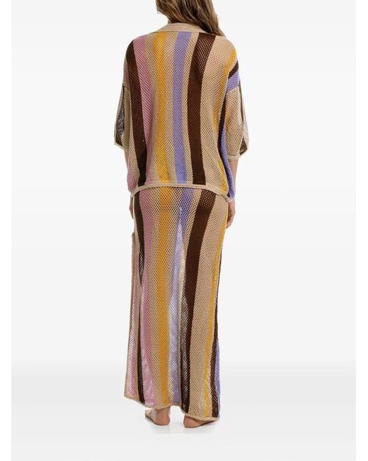 Agua Bendita Brown Stripe Cotton Shirt