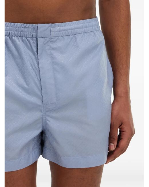 Ferragamo Blue Gancini Jacquard Swim Shorts for men