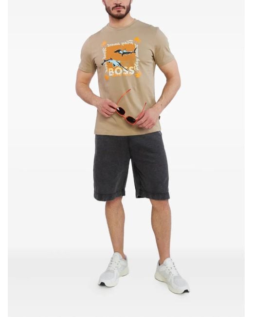 Boss Natural Drawstring-Waist Track Shorts for men