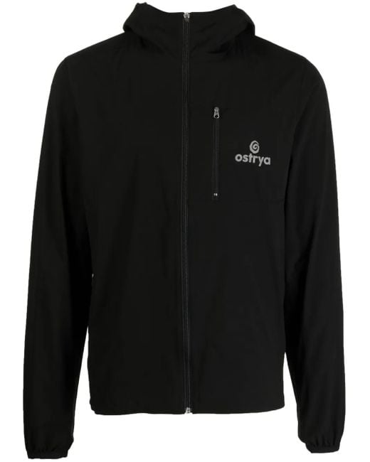 Ostrya Black Logo-Print Hooded Jacket for men