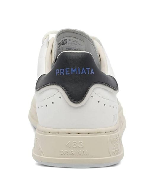 Premiata White Quinn Perforated Logo-Detail Sneakers for men