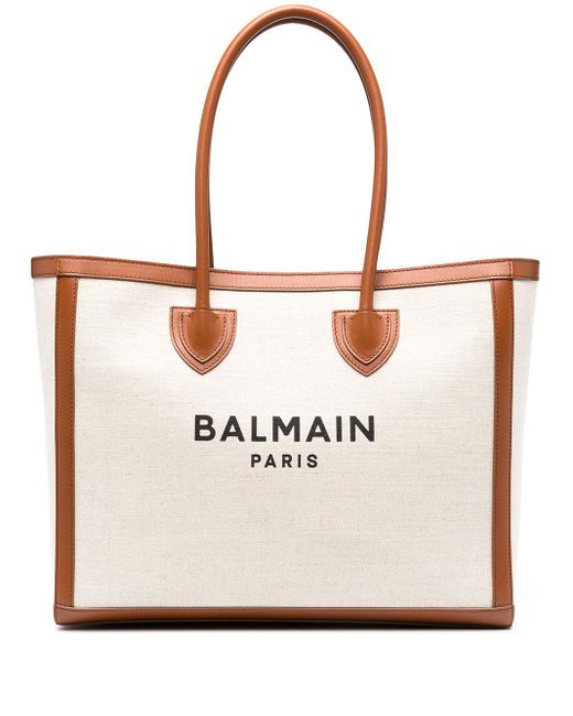 Balmain White Logo Shopper Tote Bag for men