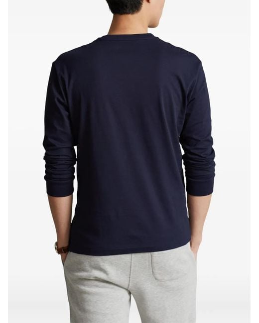 Polo Ralph Lauren Blue Embroidered Long-Sleeve T-Shirt for men