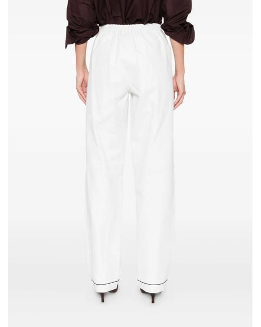 Prada White Button-Fastening Cupro Trousers