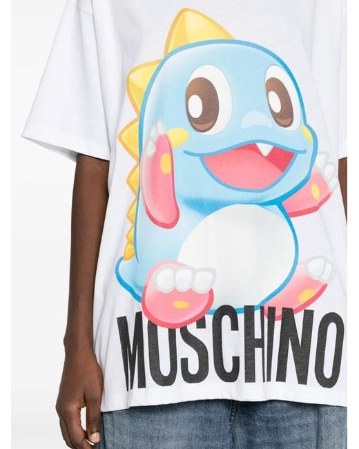 Moschino White Anime-Print Organic-Cotton T-Shirt
