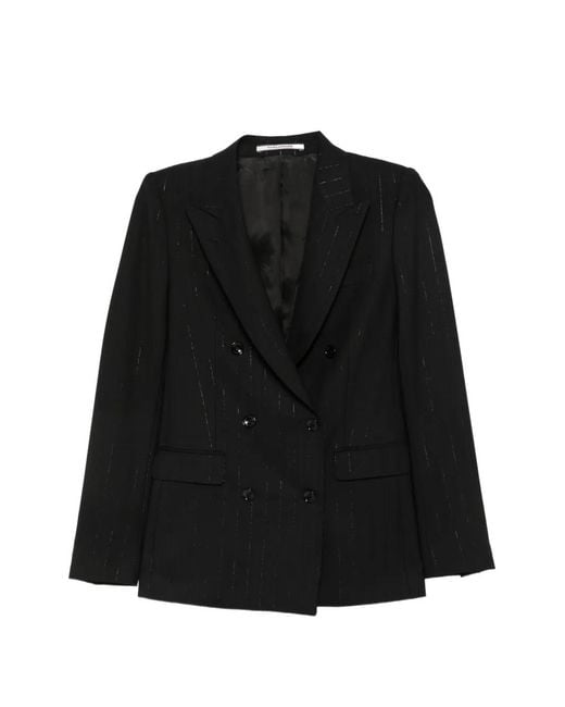 Tagliatore Black Pinstripe Double-Breasted Suit