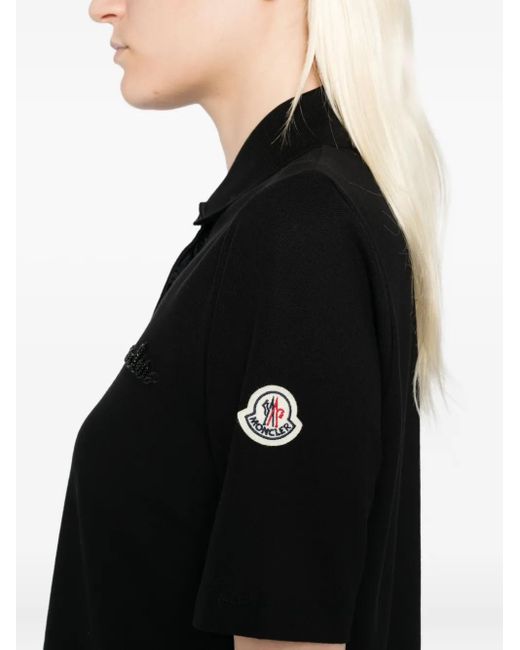 Moncler Black Logo-Embroidered Polo Shirt