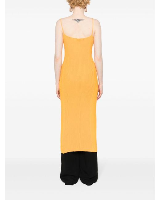 Jil Sander Orange Knitted Zip-up Dress