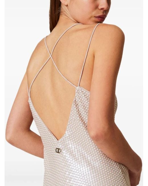 Twinset White Sequinned Dress