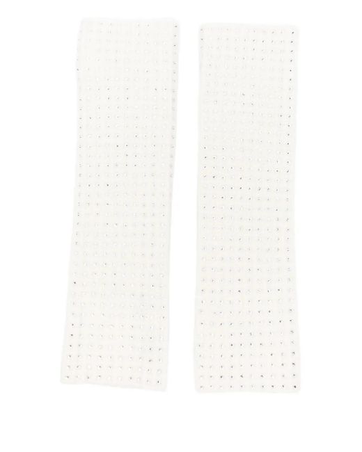 Maje White Wool And Rhinestone Mittens