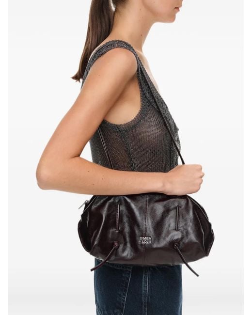 Bimba Y Lola Black Burgundy Leather Lolita Bag