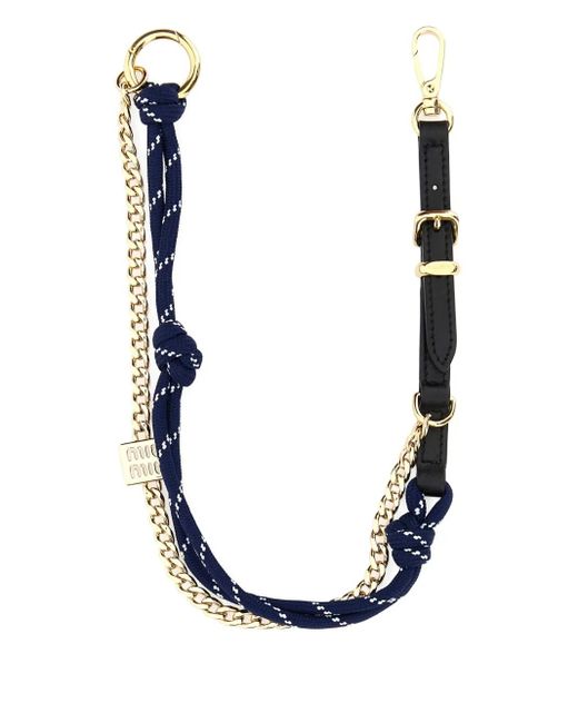 Miu Miu Sleutelhanger Met Logoplakkaat in het Blue