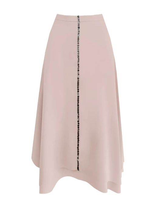 Contessa Mills Pink Coraline Sequin-Embellished Handkerchief-Hem Maxi Skirt