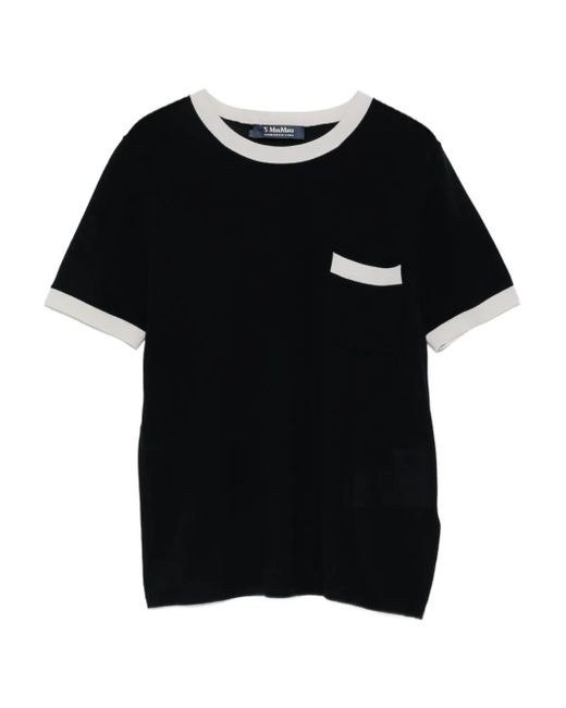 Max Mara コントラストトリム トップ Black