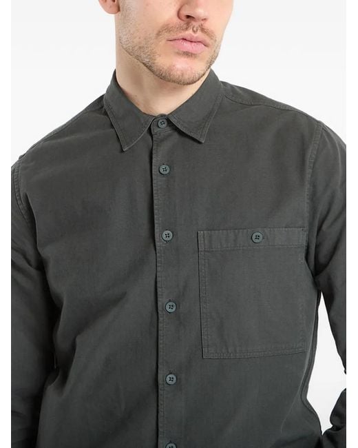 Samsøe & Samsøe Gray Saryan B Chest-Pocket Buttoned Shirt for men