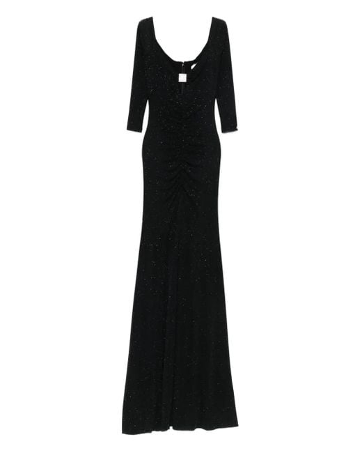 Nissa Black Glittered Maxi Dress