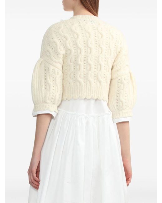 Simone Rocha Natural Bell-charm Cable-knit Cardigan