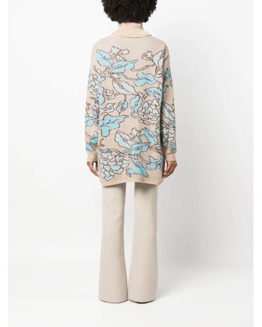Twinset Blue X Marco Rambaldi Floral-Jacquard Roll-Neck Jumper