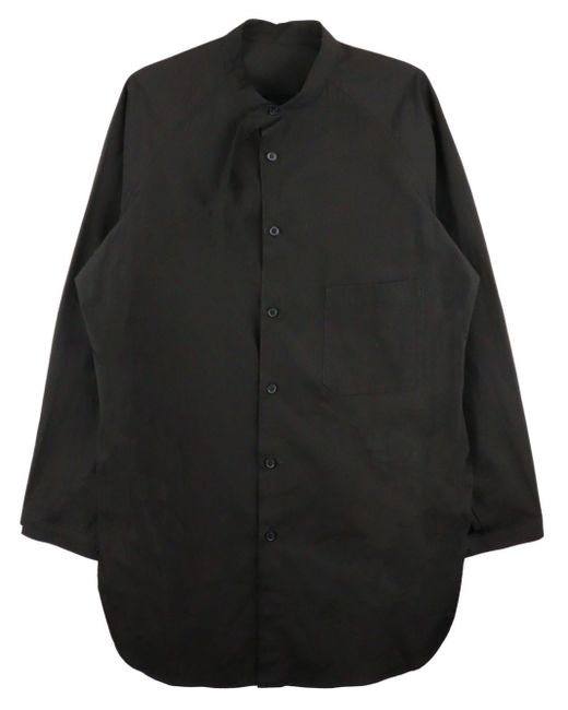 Yohji Yamamoto Black Tie-neck Cotton Shirt for men