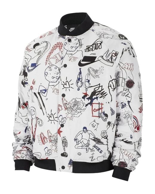 Nike Gray Nsw Printed Bomber Jacket for men