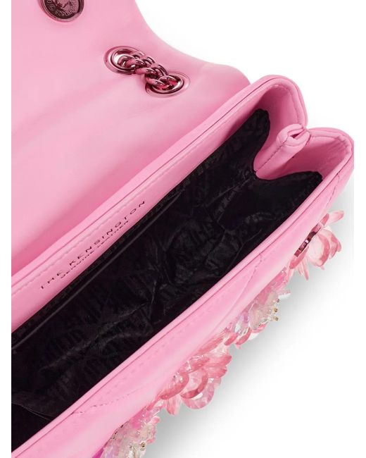 Kurt Geiger Pink Kensington Flower-Embellished Quilted Shoulder Bag