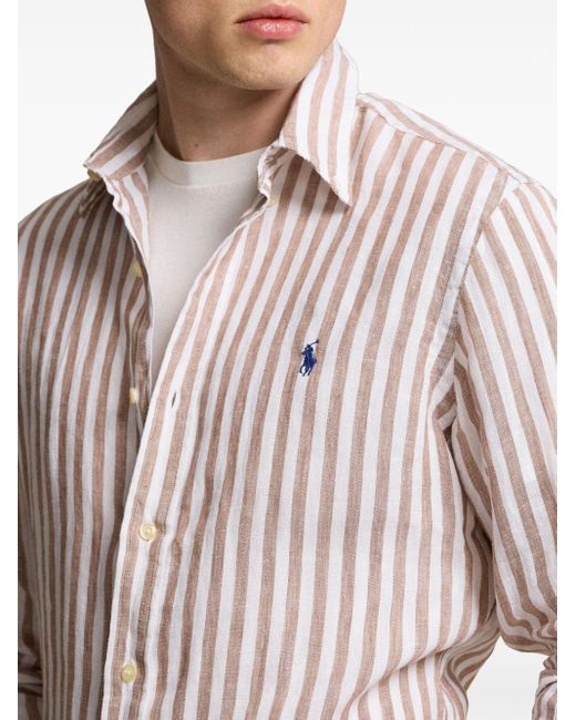 Chemise rayée en lin Polo Ralph Lauren pour homme en coloris White