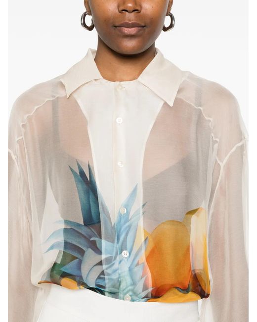 Donde Esteban White Fruit Print Shirt