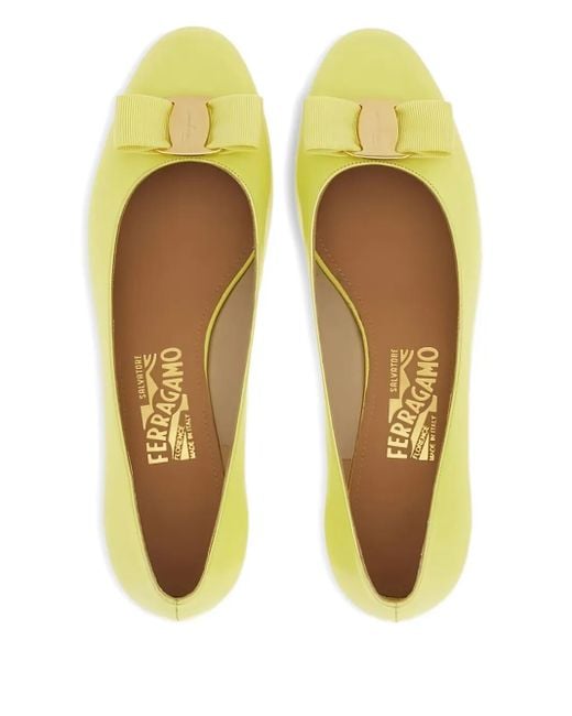 Ferragamo Yellow Leather Ballet Flats