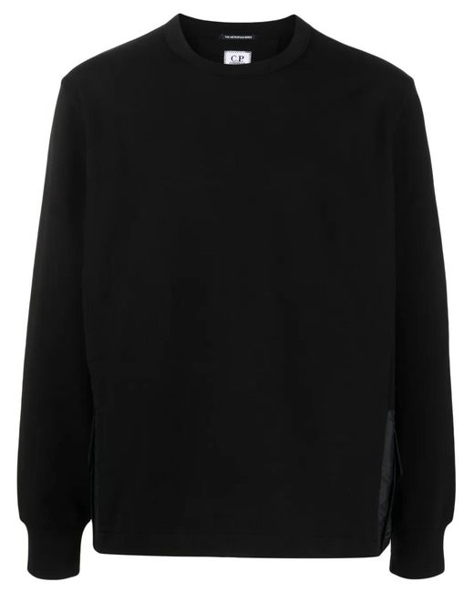C P Company Black Flap-Pocket Crew-Neck Sweatshirt for men
