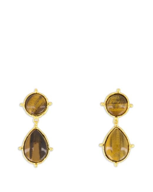 Sylvia Toledano Metallic 2 Pierres Dots Drop Earrings