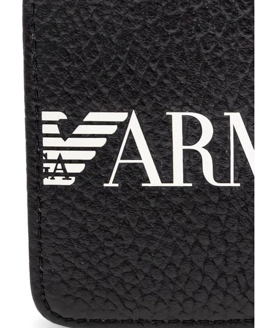 Emporio Armani Black Logo-Plaque Zip-Around Cardholder for men