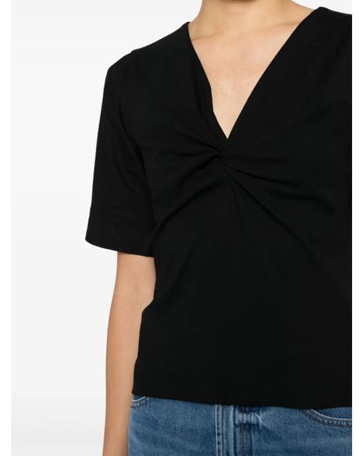Tanya Taylor Black Ronelle Twist Cotton T-Shirt