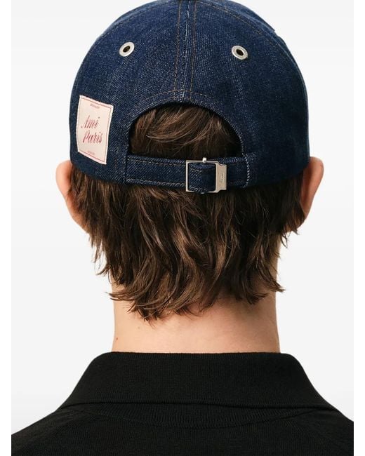 AMI Blue Denim Side Patch Cap