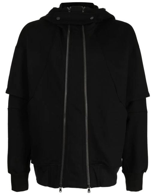 The Viridi-anne Black Double-Breasted Zip-Up Jacket for men