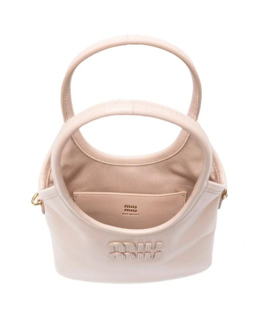 Miu Miu Pink Logo-embossed Tote Bag