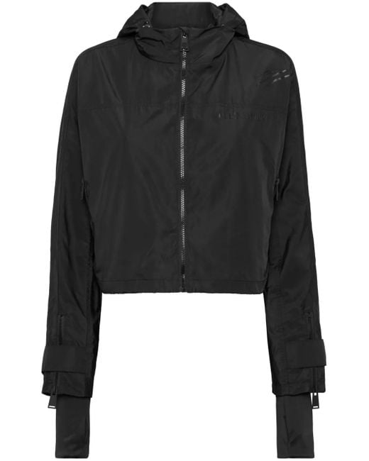 Philipp Plein Black Scratch-Print Hooded Jacket