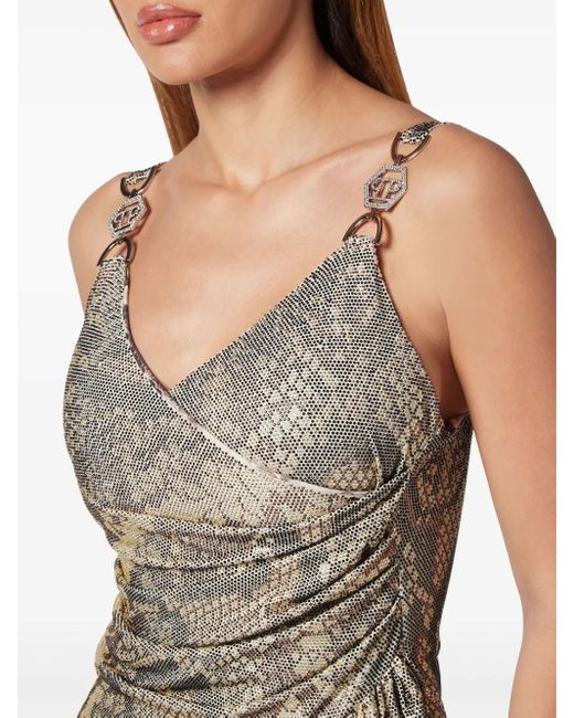 Philipp Plein Mini-Jurk Verfraaid Met Stras in het Gray