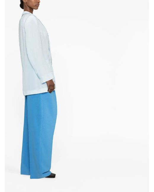 Sportmax Blue Fitted Double-Breasted Button Blazer