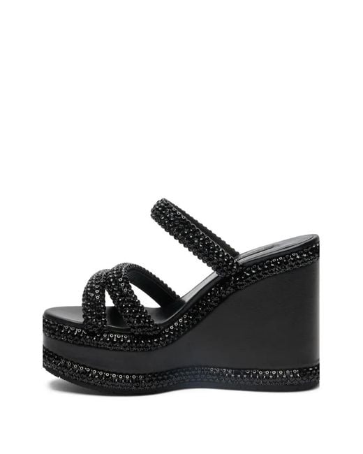 Casadei Black Sirio Wedge Sandals