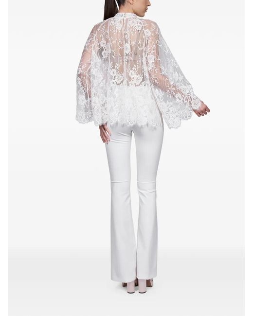 Mia Peculiar White Floral-Lace Blouse
