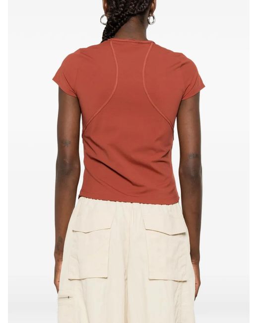Adidas By Stella McCartney Red Logo-Print T-Shirt