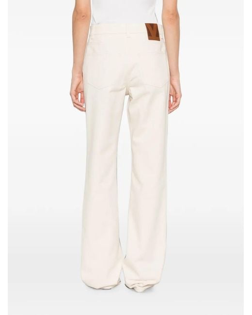 Valentino Garavani White Floral-Embroidered Jeans