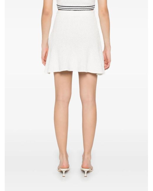 Self-Portrait White Knitted Mini Skirt